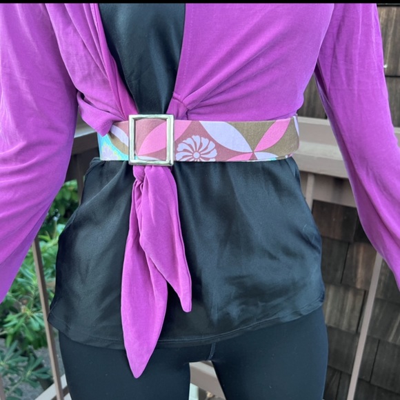 Belt- purple & blue fabric belt, AS Designs, fits small, 4/6 - Picture 2 of 16